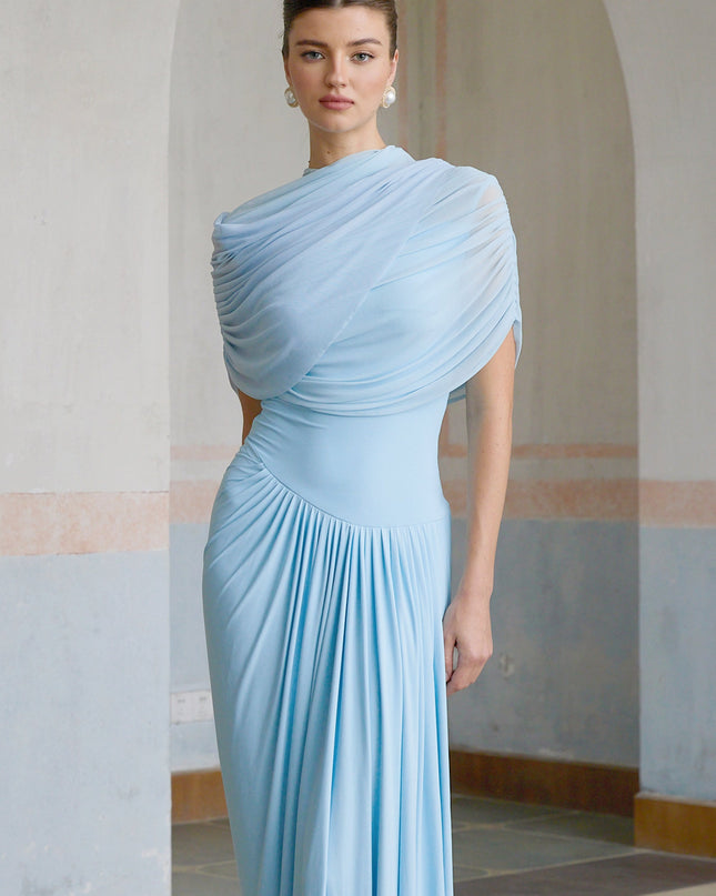 Shea | Asymmetrical Pleated Wedding Guest Maxi Dress