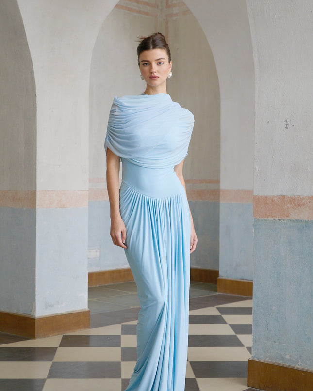 Shea | Asymmetrical Pleated Wedding Guest Maxi Dress