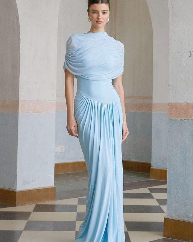 Shea | Asymmetrical Pleated Wedding Guest Maxi Dress