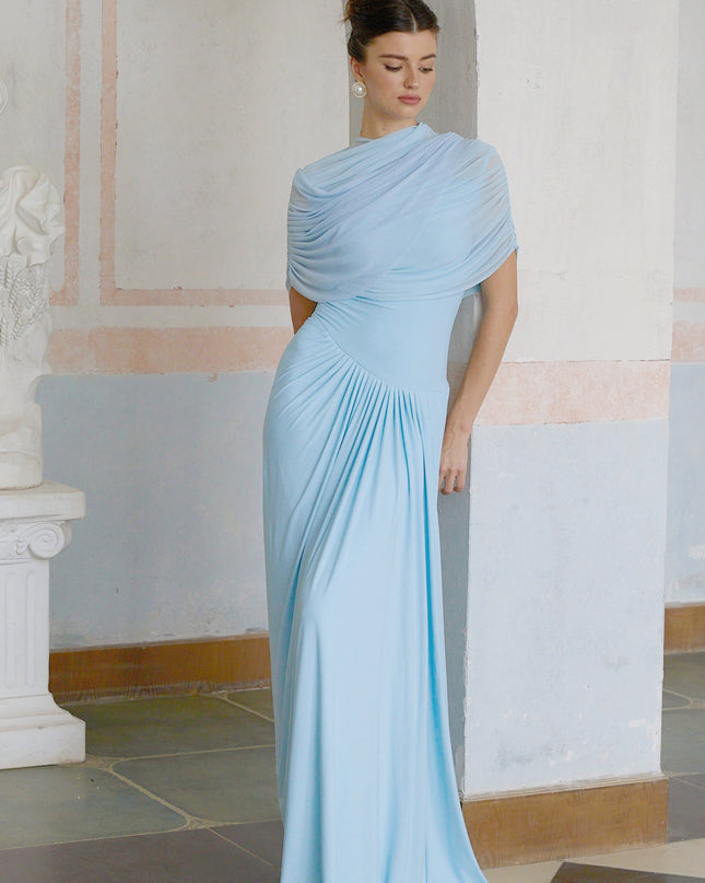 Shea | Asymmetrical Pleated Wedding Guest Maxi Dress