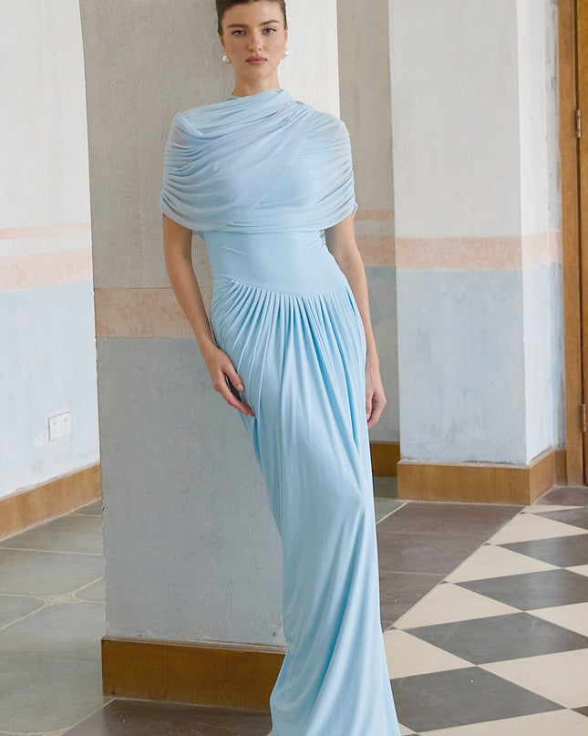 Shea | Asymmetrical Pleated Wedding Guest Maxi Dress