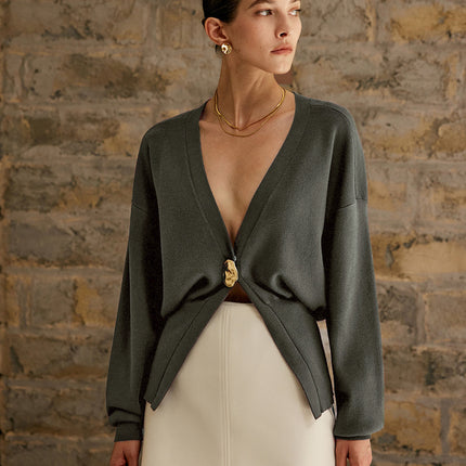 Sloane | Classic Fit Plain Button Cardigan