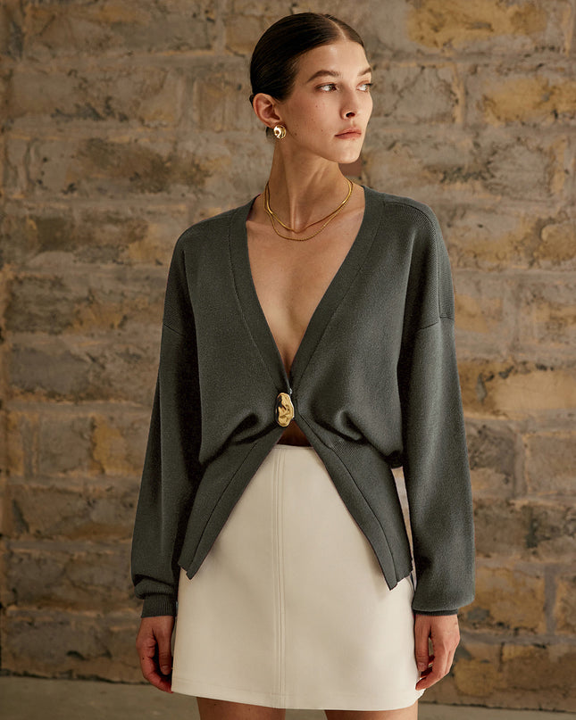 Sloane | Classic Fit Plain Button Cardigan