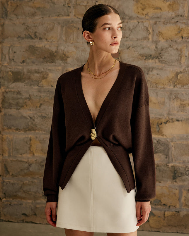 Sloane | Classic Fit Plain Button Cardigan