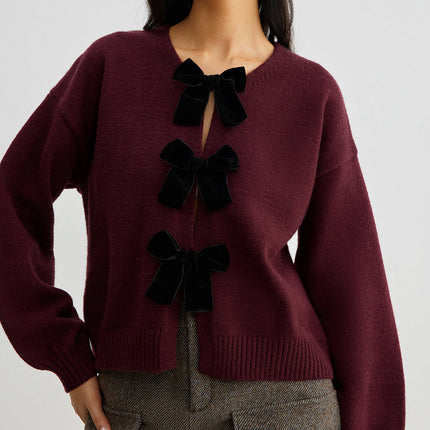 Tallulah | Relaxed Fit Lantern Sleeve Velvet Sweater