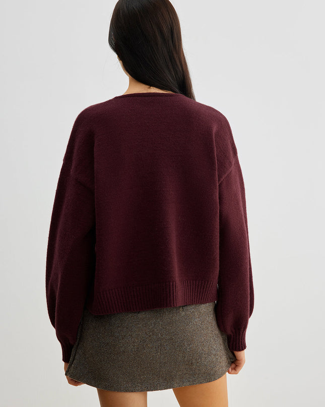 Tallulah | Relaxed Fit Lantern Sleeve Velvet Sweater