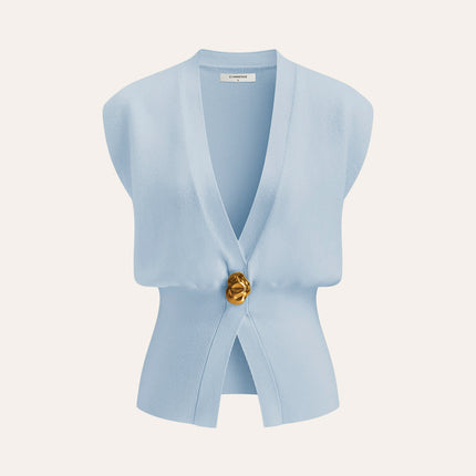 Tina | V-Neck Buttoned Detail Sweater Vest