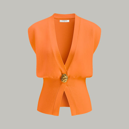 Tina | V-Neck Buttoned Detail Sweater Vest