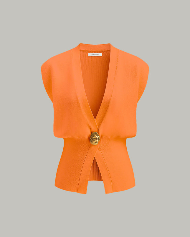 Tina | V-Neck Buttoned Detail Sweater Vest