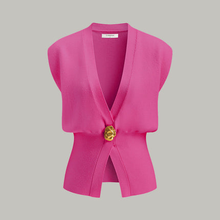 Tina | V-Neck Buttoned Detail Sweater Vest