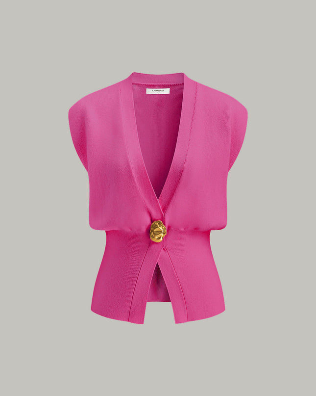 Tina | V-Neck Buttoned Detail Sweater Vest