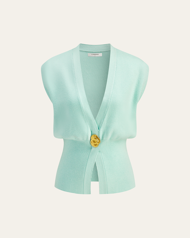 Tina | V-Neck Buttoned Detail Sweater Vest