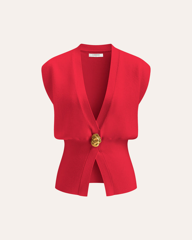 Tina | V-Neck Buttoned Detail Sweater Vest