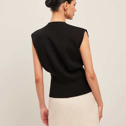 Tina | V-Neck Buttoned Detail Sweater Vest