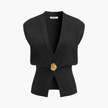 Tina | V-Neck Buttoned Detail Sweater Vest