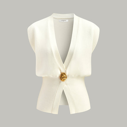 Tina | V-Neck Buttoned Detail Sweater Vest