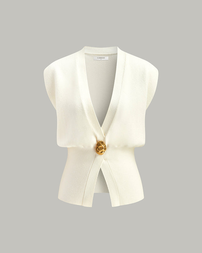 Tina | V-Neck Buttoned Detail Sweater Vest