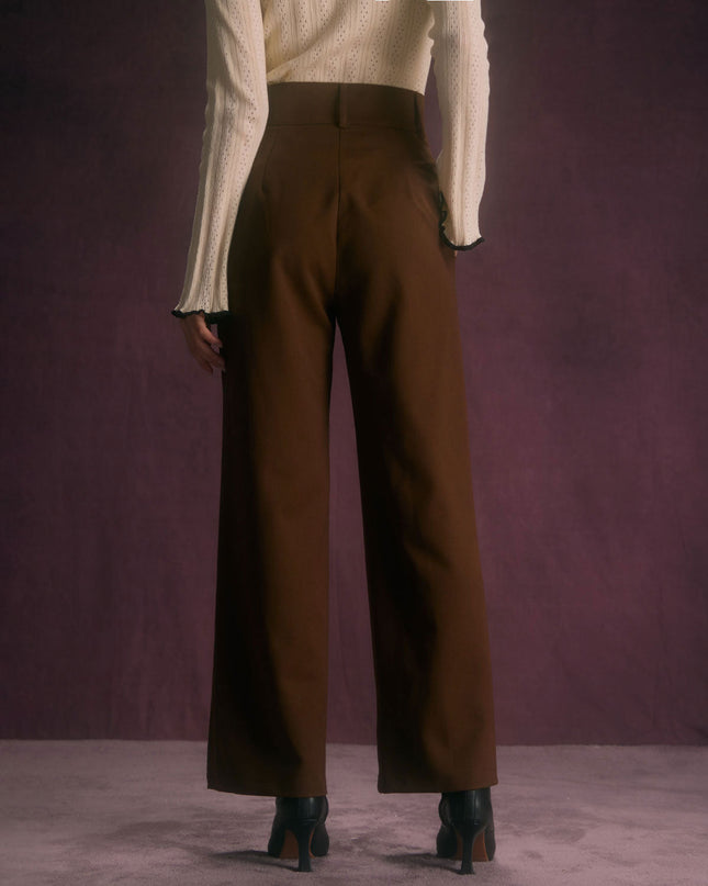 Veronica | High Waist Straight Fit Pants With Pockets