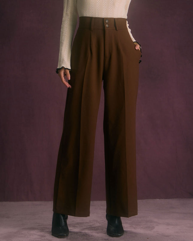 Veronica | High Waist Straight Fit Pants With Pockets