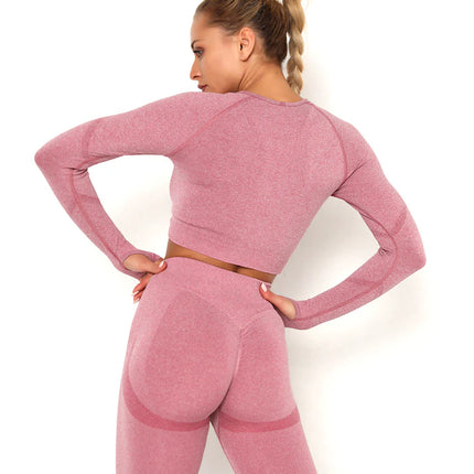 Apex | Long Sleeve Seamless Top – Contour Meets Comfort - Pale Violet Red
