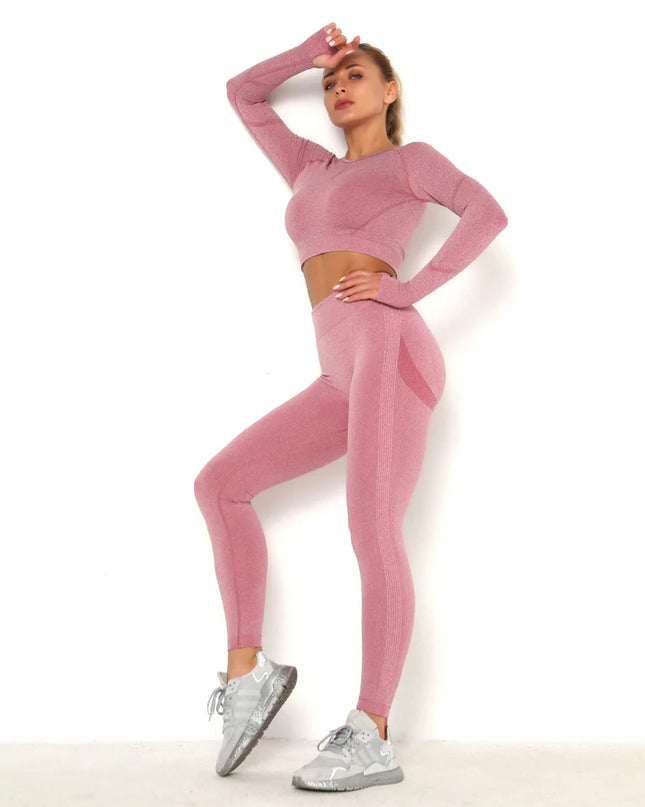 Apex | Long Sleeve Seamless Top – Contour Meets Comfort - Pale Violet Red