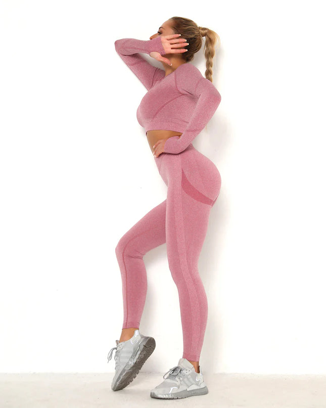 Apex | Long Sleeve Seamless Top – Contour Meets Comfort - Pale Violet Red