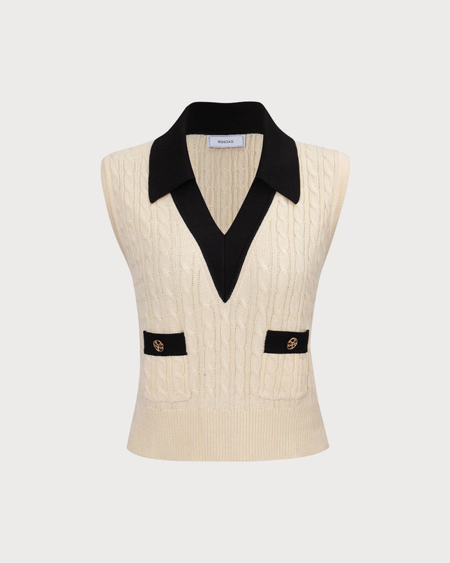 Virginia | Collared Colorblock Knit Tank Top