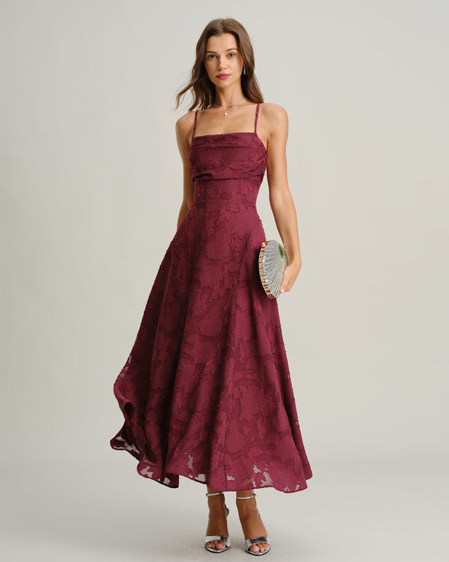 Virginia | Textured Fit Jacquard Maxi Dress