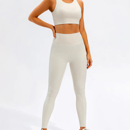 Prism | Sports Bra for Women with High Neckline and Back Cutout – White
