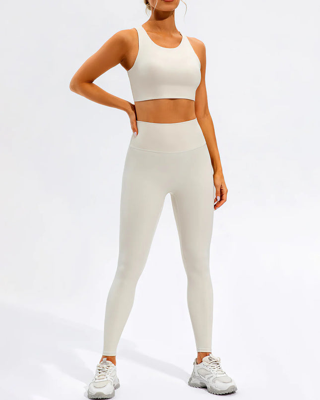 Prism | Sports Bra for Women with High Neckline and Back Cutout – White