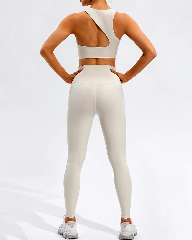 Prism | Sports Bra for Women with High Neckline and Back Cutout – White
