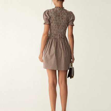 Yvonne | Puffed Sleeve Gingham Mini Dress