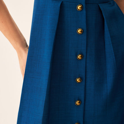 Zelda | Pleated V-Neck Summer Button Midi Dress