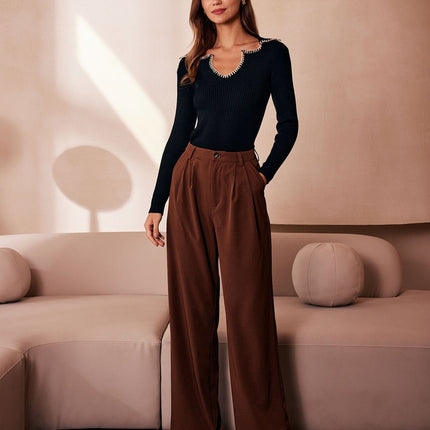 Zoey | Slim Fit Colorblock Ribbed Knit Top