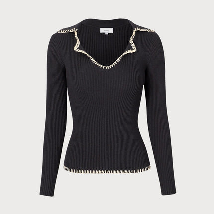 Zoey | Slim Fit Colorblock Ribbed Knit Top